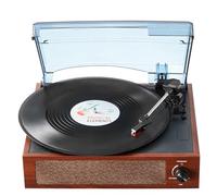 VEVOR Giradischi in Vinile, Giradischi 3 Velocità, Altoparlanti Stereo Integrati 5 W Trasmissione a Cinghia, Cartuccia Magnetica, Supporto 33/45/78 Giri in Uscita RCA, per Dischi Vinile 18/25/30 cm