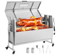 VEVOR Girarrosto a Carbone con Coperchio Carico 60 kg per Maiale Agnello Altezza Regolabile a 4 Livelli, Kit Girarrosto a Spiedo in Acciaio Inox, Lunghezza 1168,4 mm, per Cottura all'Aperto, Feste