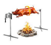 VEVOR Girarrosto Elettrico Altezza Regolabile 8 Livelli Lunghezza 1422,4 mm per Barbecue con Girarrosto, Fuoco Aperto, Motore da 38 W, Kit di Cottura Automatica, Acciaio Inox, per Campeggio, Picnic