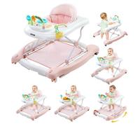 VEVOR Girello per Bambini con Stazione di Gioco Centro Attività Pieghevole per Bambini su Ruote, Girello a Dondolo Regolabile Altezza con Comodo Sedile con Schienale Alto, Ausilio Antiribaltamento