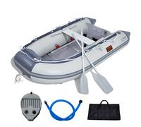 VEVOR Gommone Barca Sportiva con Poppa per 4 Persone, con Pavimento in Legno Marino e Panca in Alluminio Regolabile, Zattera Gonfiabile per Barca da Pesca da 1000 libbre