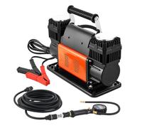 VEVOR Gonfiatore con Pompa d'Aria per Pneumatici a Doppio Cilindro, Gonfiatore Portatile per Pneumatici, Pompa dell'Aria Fuoristrada da 12 V con Manometro Digitale e Adattatori per Camion, Auto, SUV