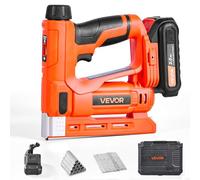 VEVOR Graffettatrice Penumatica Elettrica, Pinzatrice Calibro 18, 15 mm, con 1000 Punti Metallici e 1000 Chiodi, Impugnatura in Gomma Antiscivolo e Caricabatterie, per Lavori di Falegnameria