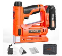 VEVOR Graffettatrice Penumatica Elettrica, Pinzatrice Calibro 18, 15 mm, con 1000 Punti Metallici e 1000 Chiodi, Impugnatura in Gomma Antiscivolo e Caricabatterie, per Lavori di Falegnameria