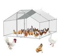 VEVOR Grande Pollaio in Metallo, 3 x 3,93 x 1,99 m Recinto per Galline da Cortile con Copertura, Pollaio con Tetto Guglia con Blocco Sicurezza per Esterni, Fattoria, Gabbia per Anatre Conigli Pollame