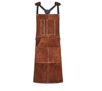 VEVOR Grembiule da Lavoro in Pelle per Saldatura, Grembiule da Saldatura Ignifugo in Pelle Bovina, Grembiule per Saldatore con 6 Tasche Portautensili per Lavorazione del Legno, Giardinaggio