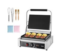 VEVOR Griglia Elettrico per Panini 2200W, Piastra per Panini con Piastra Smaltata Piatta da 34,2x23,5 cm, Sandwich in Acciaio Inox, Maniglia Controllo della Temperatura