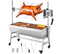 VEVOR Griglia per Arrosto da Barbecue Griglia a Carbone, Lunghezza 94 cm 38 W con Capacità di Carico di 60 kg e Ruote e Regolazione dell'Altezza a 7 Vie, in Acciaio Inossidabile per Campeggio