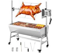 VEVOR Griglia per Arrosto da Barbecue Griglia a Carbone, Lunghezza 94 cm 38 W con Capacità di Carico di 60 kg e Ruote e Regolazione dell'Altezza a 7 Vie, in Acciaio Inossidabile per Campeggio