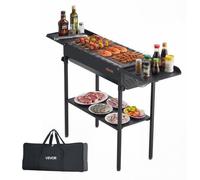 VEVOR Griglia per Barbecue a Carbonella Pieghevole, Barbecue Portatile Altezza Regolabile con Ripiani Laterali per Spezie Salsa, Griglia a Carbone BBQ da Campeggio Picnic Feste da Esterno Giardino