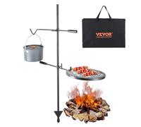 VEVOR Griglia Verticale Girevole per Fuoco all'Aperto da Campeggio Temperatura Max. 300 ℃, Griglia per Cottura su Fuoco Verticale da Campeggio Attività Esterno Altezza Regolabile Capienza Max. 6 kg