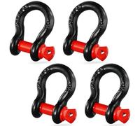 VEVOR Grillo Anello a D 12,7 mm, 4 Pezzi Grilli in Acciaio Legato 8T Resistenza alla Rottura con Perno a Vite da 15,8 mm, Isolatori Rondelle, Grillo per Recupero Veicoli Fuoristrada per Jeep, Nero