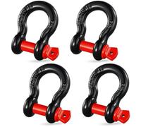 VEVOR Grillo Anello a D 16 mm, 4 Pezzi Grilli in Acciaio Legato 13 T Resistenza alla Rottura con Perno a Vite da 19 mm, Isolatori Rondelle, Grillo per Recupero Veicoli Fuoristrada per Jeep, Nero