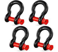 VEVOR Grillo Anello a D 16 mm, 4 Pezzi Grilli in Acciaio Legato 13 T Resistenza alla Rottura con Perno a Vite da 19 mm, Isolatori Rondelle, Grillo per Recupero Veicoli Fuoristrada per Jeep, Nero