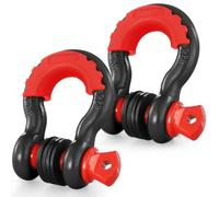 VEVOR Grillo Anello a D 19 mm, 2 Pezzi Grilli in Acciaio Legato 28,5 T Resistenza alla Rottura con Perno a Vite da 222 mm, Isolatori Rondelle, Grillo per Recupero Veicoli Fuoristrada per Jeep, Nero