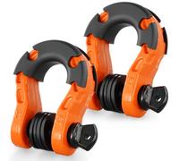 VEVOR Grillo Anello a D 19 mm, 2 Pezzi Grilli in Acciaio Legato 30T Resistenza alla Rottura con Perno a Vite da 22 mm, Isolatori Rondelle, Grillo per Recupero Veicoli Fuoristrada per Jeep, Arancione