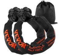 VEVOR Grillo Sintetico Morbido 12,7 x 558,8 mm Grillo da Traino per Recupero Resistenza alla Rottura 20 T con 2 Maniche Extra, Borsa di Stoccaggio per UTV, ATV, Camion, Jeep, Nero (Confezione da 2)