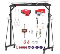 VEVOR Gru a Portale Mobile 998 kg Altezza 243-363 cm con Paranco Elettrico, Portata 998 kg, Altezza Regolabile 243-363 cm, con Carrello Manuale, Imbracatura e Ganci, Ideale per Officine e Magazzini