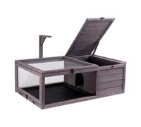 VEVOR Habitat per Tartarughe, Casa per Tartarughe in Legno per Interni ed Esterni, Recinto per Tartarughe con Supporto per Luce Sospesa, Recinto per Rettili con 2 Stanze, Gabbia per Piccoli Animali