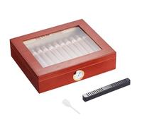 VEVOR Humidor per Sigari, Scatola Humidor con Piano in Vetro Legno di Cedro Spagnolo Fatto a Mano, Custodia per Sigari con Umidificatore, Igrometro e Divisore, 10-25 Sigari, Ottimo Regalo per Uomini