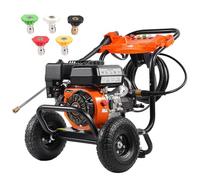VEVOR Idropulitrice a Gas 246,07 kgf/cm² 10 L/min Idropulitrice a Gas con Pompa in Alluminio, Prolunga, Set da 5 Ugelli, Idropulitrice ad Alta Pressione per Auto, Recinzioni, Case, Cortili, Verticale