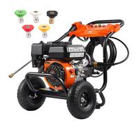 VEVOR Idropulitrice a Gas 246,07 kgf/cm² 10 L/min Idropulitrice a Gas con Pompa in Alluminio, Prolunga, Set da 5 Ugelli, Idropulitrice ad Alta Pressione per Auto, Recinzioni, Case, Cortili, Verticale