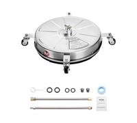 VEVOR Idropulitrice per Superfici in Acciaio Inossidabile con 4 Ruote, 275,8 bar Max, Connettore Rapido da 1/4, 2 Ugelli a Spruzzo, 2 Lance Estese, per Cemento, Patio, Marciapiede 465 mm