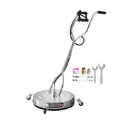 VEVOR Idropulitrice per Superfici in Acciaio Inossidabile con 4 Ruote, 275,8 bar Max, Connettore Rapido da 3/8, 2 Ugelli di Spruzzo, Doppia Impugnatura, per Cemento, Patio, Marciapiede 612 mm