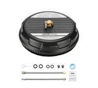 VEVOR Idropulitrice per Superfici in Plastica con 4 Ruote, 206,8 bar Max, Connettore Rapido da 1/4, 2 Ugelli a Spruzzo, 2 Lance Estese, per Cemento, Patio, Marciapiede, 385 mm, Nero