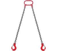 VEVOR Imbracatura a catena di sollevamento a 2 gambe con ganci, 8 mm x 150 cm, Capacità carico sicura 2993 kg, Grado 80 per carrello elevatore, Paranco a motore, Banchina, Cantiere, Fabbrica