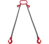 VEVOR Imbracatura a catena di sollevamento a 2 gambe con ganci e regolatori, 8 mm x 180 cm, Capacità carico 2993 kg, Grado 80 per Carrello elevatore, Paranco a motore, Banchina, Cantiere, Fabbrica