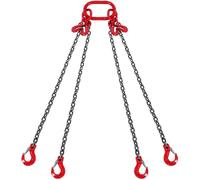 VEVOR Imbracatura a catena di sollevamento a 4 gambe con ganci e regolatori, 8 mm x 300 cm, Capacità carico 5.000 kg, Grado 80 per carrello elevatore, Paranco a motore, Banchina, Cantiere, Fabbrica
