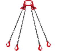 VEVOR Imbracatura a catena di sollevamento a 4 gambe con ganci regolatori, 10 mm x 300 cm, Capacità di carico 8344 kg, Grado 80 per Carrello elevatore, Paranco a motore, Banchina, Cantiere, Fabbrica