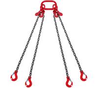 VEVOR Imbracatura a catena di sollevamento a 4 gambe con ganci regolatori, 10 mm x 300 cm, Capacità di carico 8344 kg, Grado 80 per Carrello elevatore, Paranco a motore, Banchina, Cantiere, Fabbrica