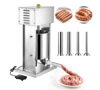 VEVOR Insaccatrice Elettrica per Salsicce, Insaccatrice Verticale per Carne da 10 L, Controllo della Velocità Continuo e Pedale, in Acciaio Inox con 4 Tubi di Insacco, per Uso Commerciale e Domestico