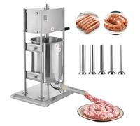 VEVOR Insaccatrice Manuale per Salsicce, Insaccatrice Verticale per Carne da 10 L, a Doppia Velocità, per Impieghi Gravosi in Acciaio Inox con 5 Tubi di Insacco, per Uso Commerciale e Domestico