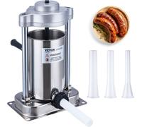 VEVOR Insaccatrice Manuale per Salsicce 2 L Macchina per Salsicce Verticale, Morsetto Tipo G, Fusto in Acciaio Inossidabile 304 per Uso Alimentare, 2 Tubi Riempimento, per Cucina Domestica Ristorante