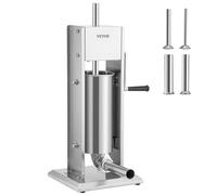 VEVOR Insaccatrice Manuale Verticale per Salsiccia in Acciaio Inossidabile 5Litri, Macchina per Insaccare Salsicce in Modo Manuale Capienza da 5L in Acciaio Inossidabile 4 Tubi di Riempimento Inclusi