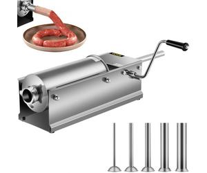 VEVOR Insaccatrice per Salsicce Orizzontale Manuale 5L in Acciaio Inox, Macchina Riempitrice 5L Orizzontale per Salsiccia Salumi da Tavolo Manuale Uso Commerciale Casalingo, Riempitrice di Salsicce