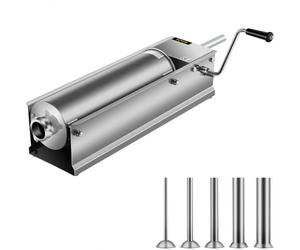 VEVOR Insaccatrice per Salsicce Orizzontale Manuale 7L in Acciaio Inox, Macchina Riempitrice 7L Orizzontale per Salsiccia Salumi da Tavolo Manuale Uso Commerciale Casalingo, Riempitrice di Salsicce