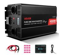 VEVOR Inverter di Corrente da 4000 W, Inverter a Onda Sinusoidale Pura da 12 V CC a 230 V CA, Convertitore per Caricabatteria Solare da Auto con Display LCD, Telecomando, Porte USB e Tipo C, Prese CA