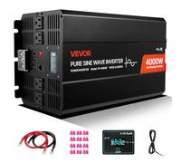 VEVOR Inverter di Corrente da 4000 W, Inverter a Onda Sinusoidale Pura da 12 V CC a 230 V CA, Convertitore per Caricabatteria Solare da Auto con Display LCD, Telecomando, Porte USB e Tipo C, Prese CA