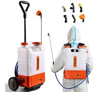 VEVOR Irroratore a Zaino con Carrello, Pressione Regolabile 0-94 PSI Serbatoio da 15 Litri su Ruote, con 8 Ugelli, 2 Lance, Coperchio a Bocca Larga per Giardino, Diserbo, Irrorazione, Pulizia