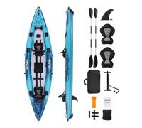 VEVOR Kayak Gonfiabile per 2 Persone, Capacità 317,5 kg, Resistente a Perdite e Forature, con Seduta Imbottita, Pavimento in PVC, 2 Pagaie, Pompa a Mano, Borsa Trasporto, per Pesca e Campeggio