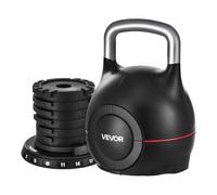 VEVOR Kettlebell Regolabile, con 7 Livelli di Peso 2/5/8/11/14/17/20 kg, Manubrio in ABS e Alluminio Pressofuso per Allenamento della Forza di Presa, Esercizio del Completo del Corpo Nero