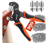 VEVOR Kit 900 Pezzi di Pinza e Accessori per Occhielli da 8/10/12 mm, Attrezzi con Occhielli e Rondelle, per Pressare Manualmente Punzoni Blocchi, per Pelle Teloni Scarpe Borse Artigianato Tessuto
