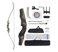 VEVOR Kit Arco Ricurvo e Frecce da 1524 mm Arco Ricurvo per Destrorsi in Legno, per Allenamento al Bersaglio all'Aperto, Caccia, per Principianti e Avanzati, Peso di Trazione 20,41 kg