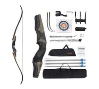 VEVOR Kit Arco Ricurvo e Frecce da 1524 mm Arco Ricurvo per Destrorsi in Legno, per Allenamento al Bersaglio all'Aperto, Caccia, per Principianti e Avanzati, Peso di Trazione 22,68 kg