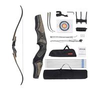 VEVOR Kit Arco Ricurvo e Frecce da 1524 mm Arco Ricurvo per Destrorsi in Legno, per Allenamento al Bersaglio all'Aperto, Caccia, per Principianti e Avanzati, Peso di Trazione 22,68 kg
