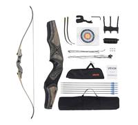 VEVOR Kit Arco Ricurvo e Frecce da 1524 mm Arco Ricurvo per Destrorsi in Legno, per Allenamento al Bersaglio all'Aperto, Caccia, per Principianti e Avanzati, Peso di Trazione 20,41 kg